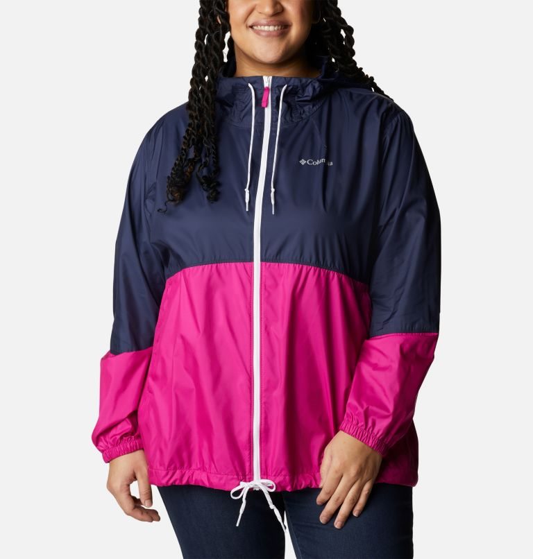 Women\'s Columbia Flash Forward Windbreaker Jackets Navy / Fuchsia | Plus Size CA-HC0A8